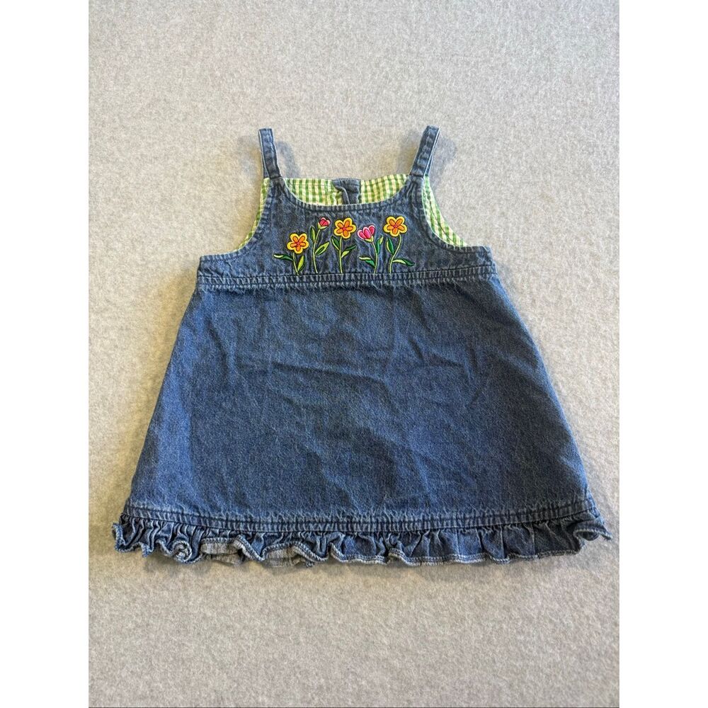 vtg 90’s Samara Y2K floral embroidered denim jumper 2T